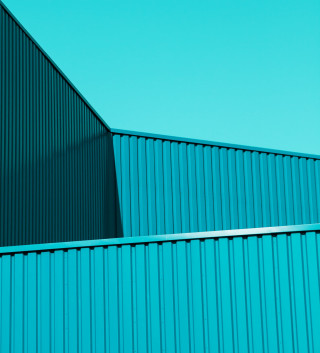 Blue building clock sky minimalism - minimalism free wallpaper for tablet