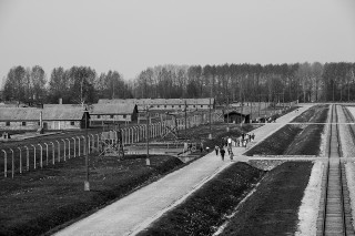 Black white people walking path - a path in a field free wallpaper