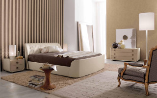 Bedroom with bed cozy interior 3 - dresser free wallpaper
