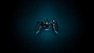 Black blue controller lit dark - free gaming wallpaper