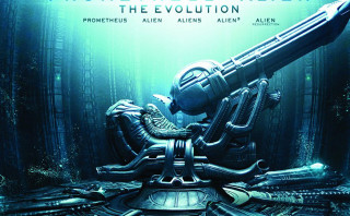 Giant machine gun forest man - free sci-fi wallpaper