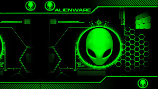 Green alien black background hexagons 2 - a green alien free wallpaper