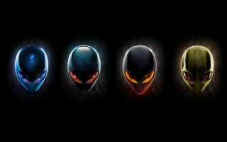 Alien heads colorful eyes variety - a row free wallpaper