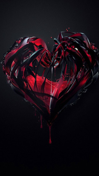 Heart shaped red black paint - free hearts wallpaper for mobile
