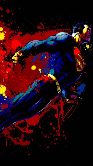Superman flying paint splatters man - bill sienkiewicz free wallpaper for mobile
