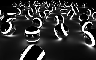 Numbered balls dark room monochrome - a group of balls free wallpaper