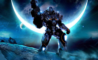 Sci fi robot gun moon - a sci free wallpaper for desktop