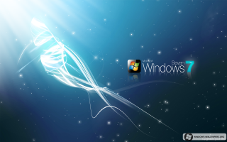 Blue white swirly windows7 star - side and a star free wallpaper
