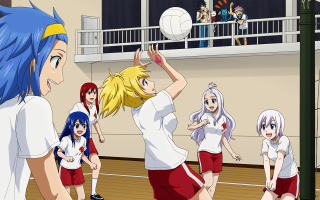 Anime girls volleyball gym man - free sports wallpaper