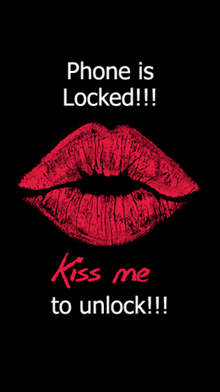 Red lipstick phone locked kiss - a red lipstick free wallpaper