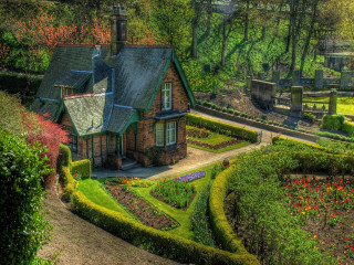 House garden path entrance side - victorian free wallpaper