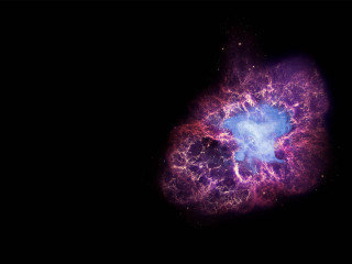 Bright blue purple nebula space - object in the middle free wallpaper