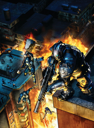 Robot gun fire cityscape mecha - cityscape free wallpaper for mobile
