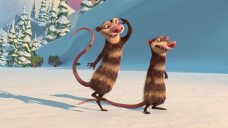 Cartoon rats snow raising arms - their leg free wallpaper