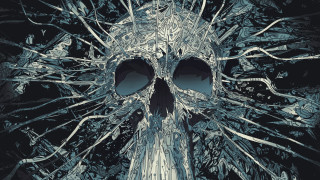 Skull teeth eyes artistic illustration - artistic free wallpaper