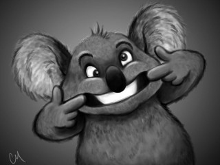 Cartoon koala finger mouth open - a finger free wallpaper for desktop