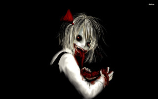 Creepy woman bloodied knife gothic - blood free wallpaper