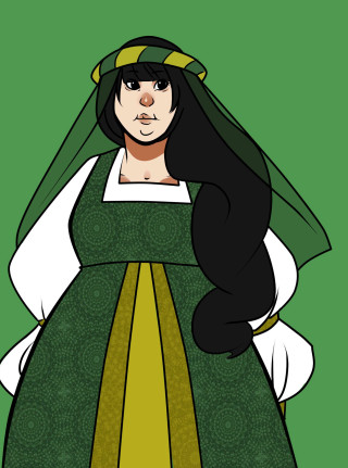 Woman green dress green veil - preraphaelitism free wallpaper for mobile