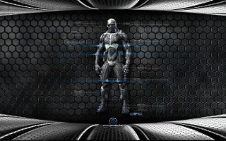 Futuristic man metal wall background - cyborg free wallpaper