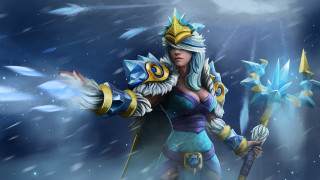Woman sword starry sky snow - splash art free wallpaper