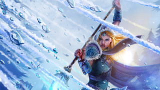 Woman holding spear shield painting - a shield free wallpaper