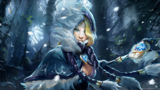 Winter woman snowwolf snowball forest - a forest background free wallpaper