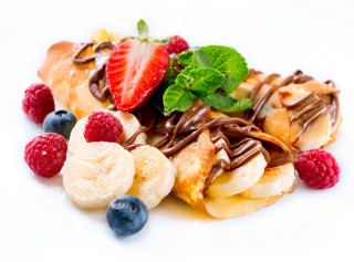 Fruit pastry chocolate sauce mint - delaunay free wallpaper