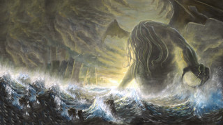 Giant creature ocean ship background - donato giancola free wallpaper