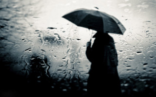 Person standing rain umbrella black - the rain free wallpaper