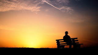 Man bench sunset plane sky - a plane in the sky free wallpaper