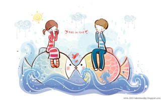 Two people sitting fish ocean - two person free wallpaper for desktop