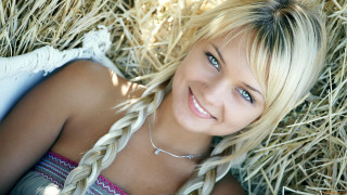 Blond woman laying hay cowgirl - hay next free wallpaper