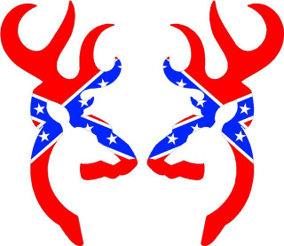 Red white blue deer heads 2 - the same color free wallpaper