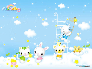 Little animals ladder snow stars - hd wallpaper free wallpaper
