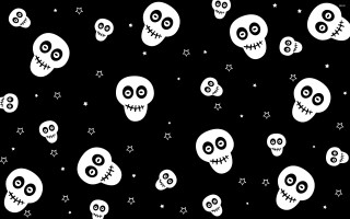 Skulls faces white black background - vector art free wallpaper