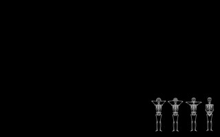 Skeletons black background three figures - single body free wallpaper