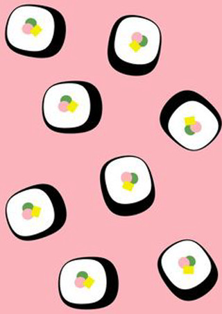 Pink background sushi green dot - sakimichan free wallpaper for mobile