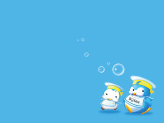 Two penguins standing bubbles air - the air above them free wallpaper for desktop
