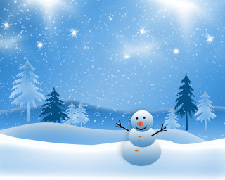 Snowman snow forest stars blue - a snowman free wallpaper