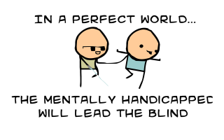 Mentally handicapped lead blind cartoon - blind free wallpaper