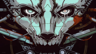 Stylized wolf swords skull blood - laurie greasley free wallpaper