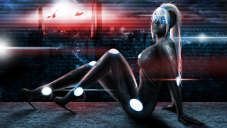Cyberpunk afrofuturism astronaut glowing city - cyberpunk style free wallpaper for desktop