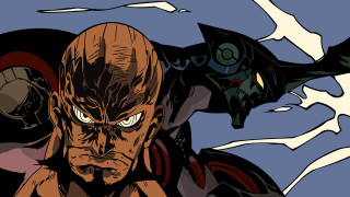 Cartoon man demon face chest - lineart free wallpaper