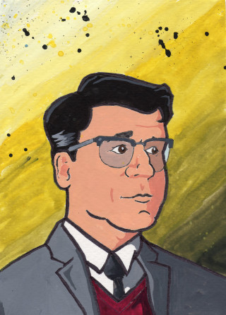 Man suit glasses yellow background - glass free wallpaper for mobile