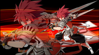 Anime characters swords red background 2 - a red light behind them free wallpaper