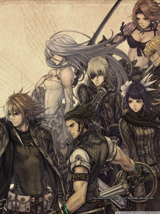 Anime characters swords group standing - akihiko yoshida free wallpaper for mobile