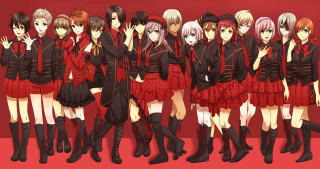 Anime girls red dresses black - their pocket free wallpaper