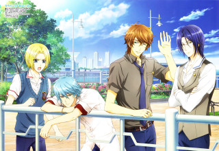 Group people fence trees buildings - building free wallpaper