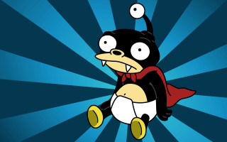 Cartoon penguin cape flying blue - bertram brooker free wallpaper