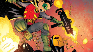 Cartoon man gun bird flying - his hand and a bird free wallpaper